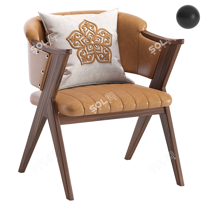 Luxury Star Leather Armchair 3D model image 8