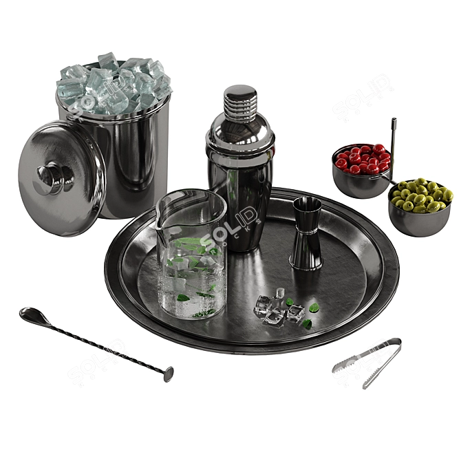 Deluxe Cocktail Set: 2-in-1 Mixology Kit 3D model image 1