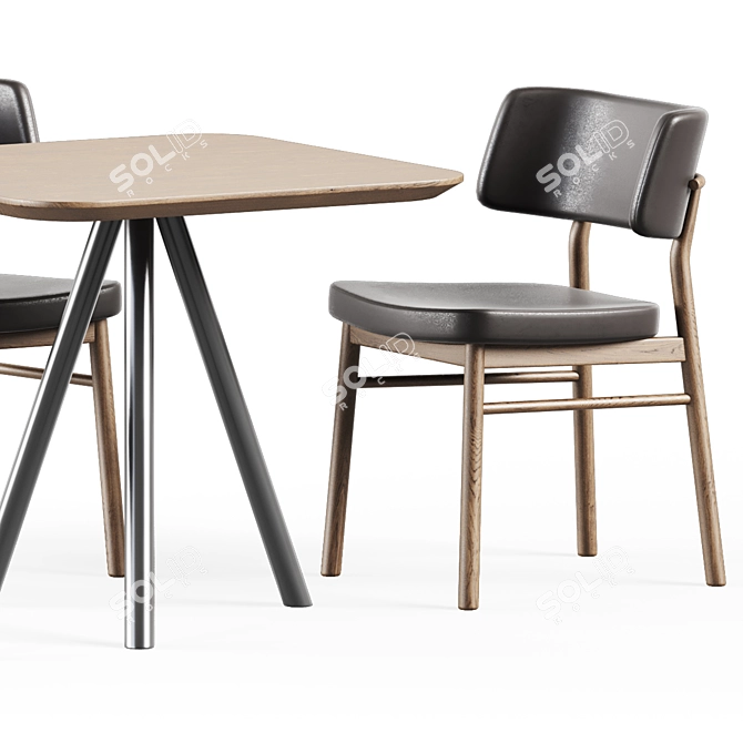 Modern Aky Contract S80 Table & Marlen Wooden Chair 3D model image 2