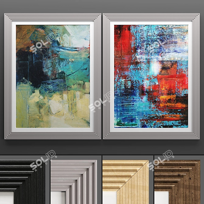 Modern Art Frame Set: 2 Frames with Texture 3D model image 1