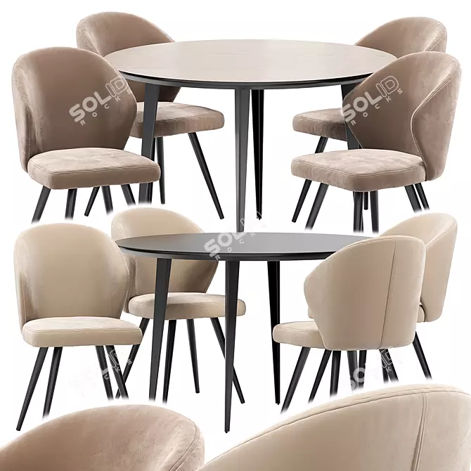 Modern Tango Dining Set: Watford Table & Chairs 3D model image 1