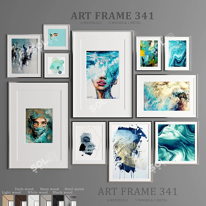 Modern Art Frames: 11 Designs in Wood & Metal 3D model image 1