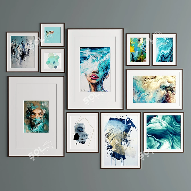 Modern Art Frames: 11 Designs in Wood & Metal 3D model image 3