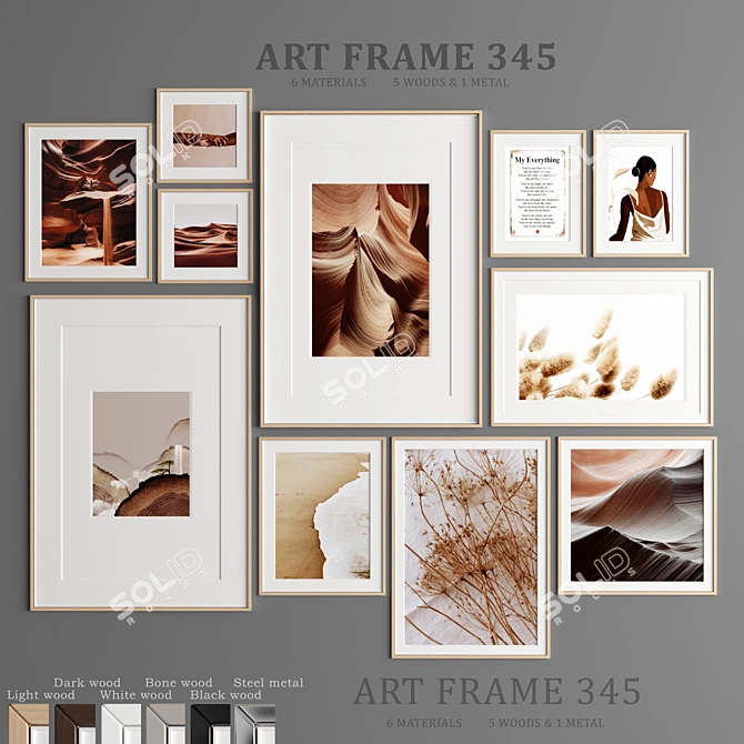 Versatile Art Frame Collection: 11 Frames, Various Sizes & Materials 3D model image 1