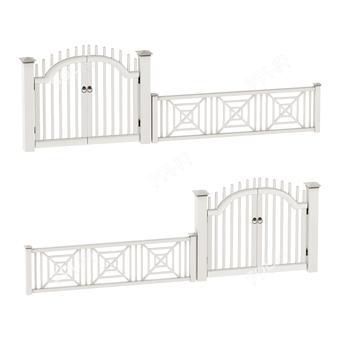 Versatile PVC Wicket Fence 3D model image 1