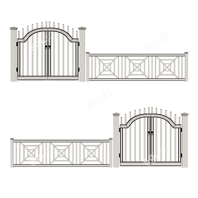 Versatile PVC Wicket Fence 3D model image 5