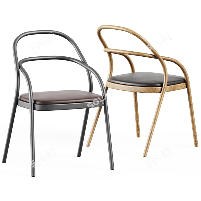 Elegant Upholstered Wooden Chair 3D model image 2