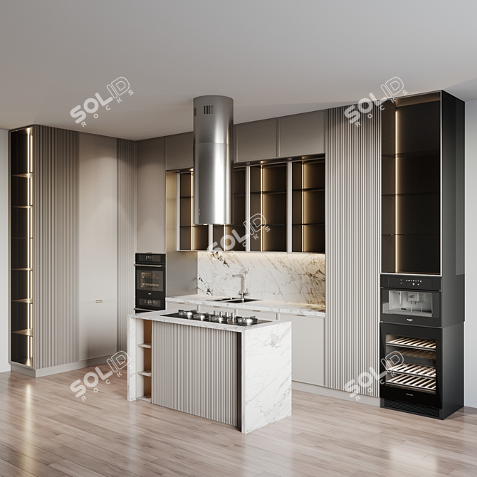 Modern Kitchen with Premium Appliances 3D model image 2