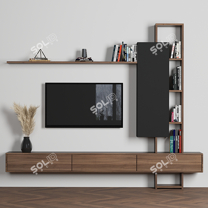 Modular TV Wall: High Quality, Easy to Customize 3D model image 1