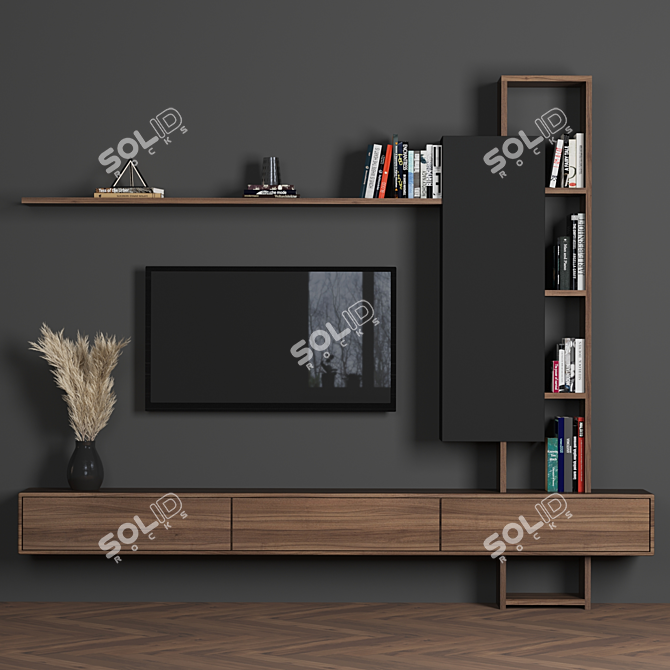 Modular TV Wall: High Quality, Easy to Customize 3D model image 2