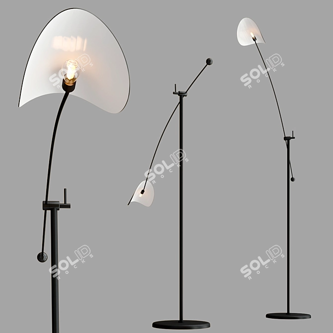 Nature-Inspired Leaf Shade Floor Lamp 3D model image 1