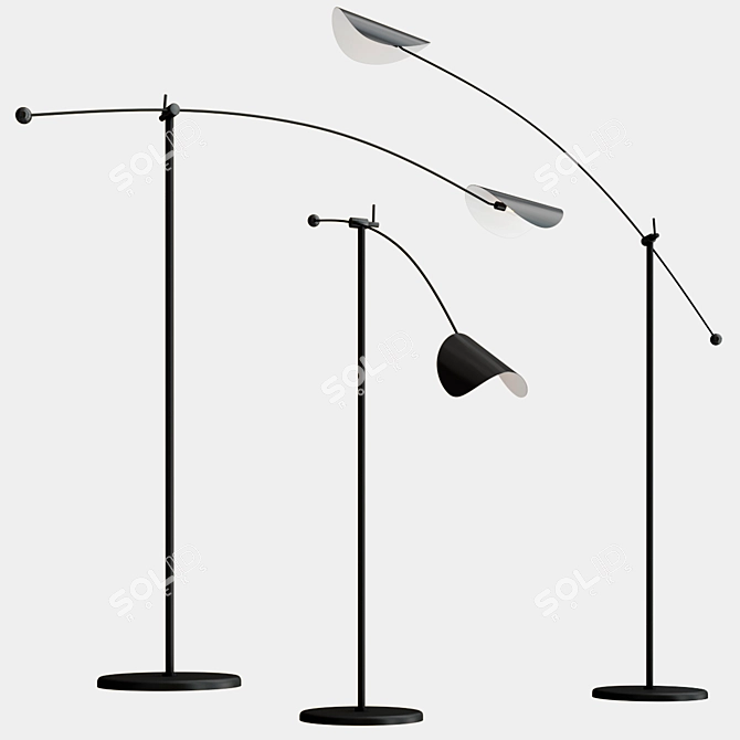 Nature-Inspired Leaf Shade Floor Lamp 3D model image 2