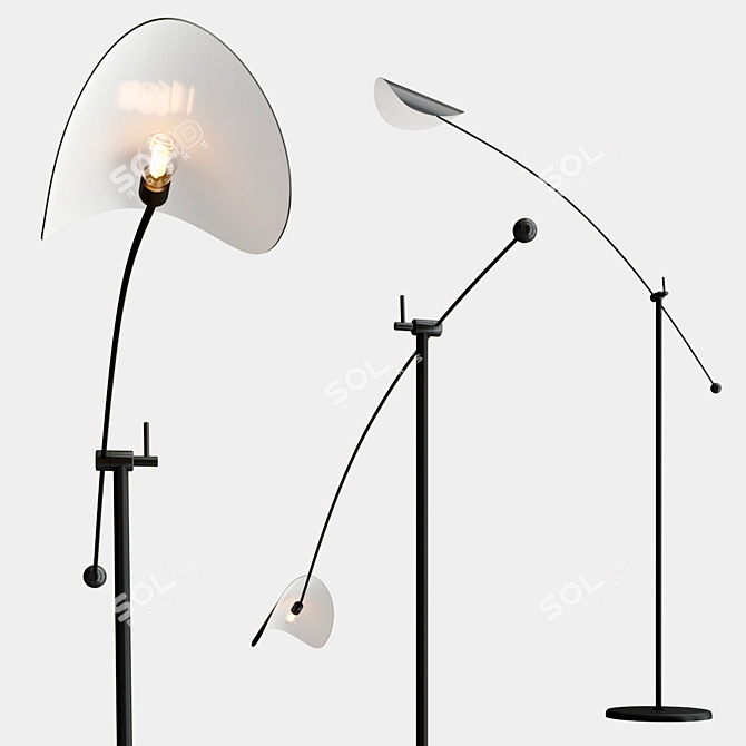 Nature-Inspired Leaf Shade Floor Lamp 3D model image 3