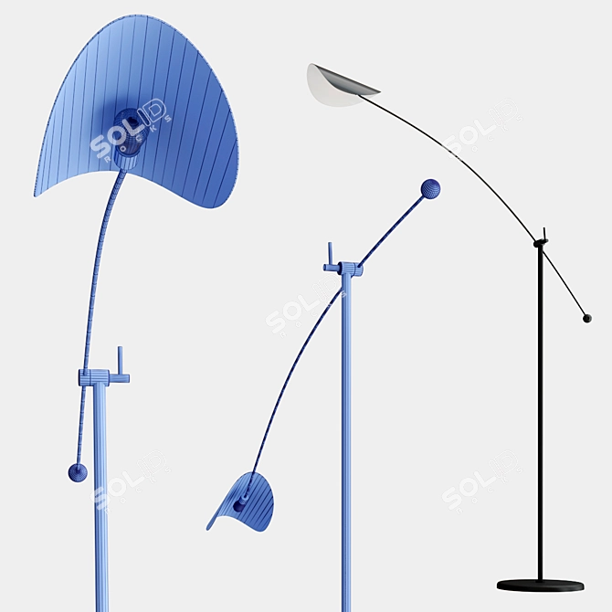 Nature-Inspired Leaf Shade Floor Lamp 3D model image 4