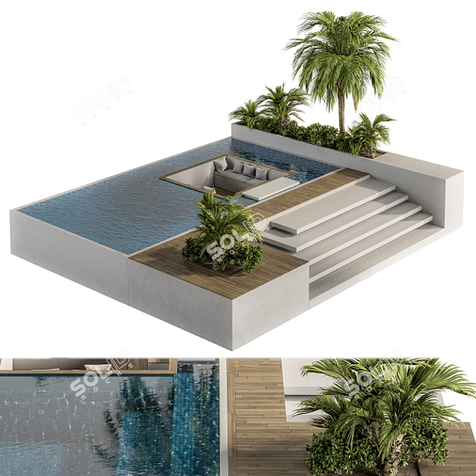 Outdoor Oasis: Backyard Furniture Set with Pool 3D model image 2