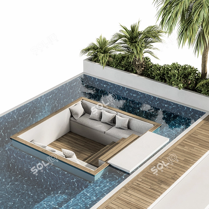 Outdoor Oasis: Backyard Furniture Set with Pool 3D model image 3