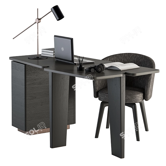 Sleek Black & Gold Minotti Jacob Office Desk 3D model image 3