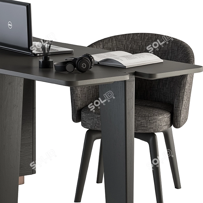 Sleek Black & Gold Minotti Jacob Office Desk 3D model image 5