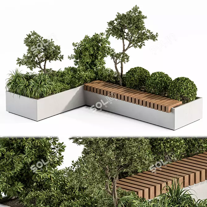 Urban Oasis Bench: Set 17 3D model image 1