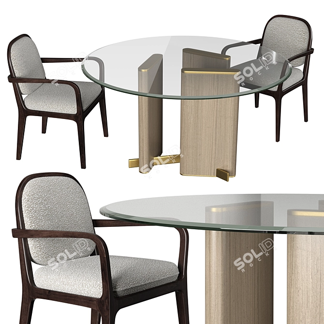 Paris Paname: Luxury Stainless Steel Dining Set 3D model image 1