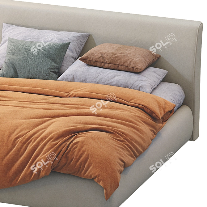 Luxury Leather Bed Frame 3D model image 6