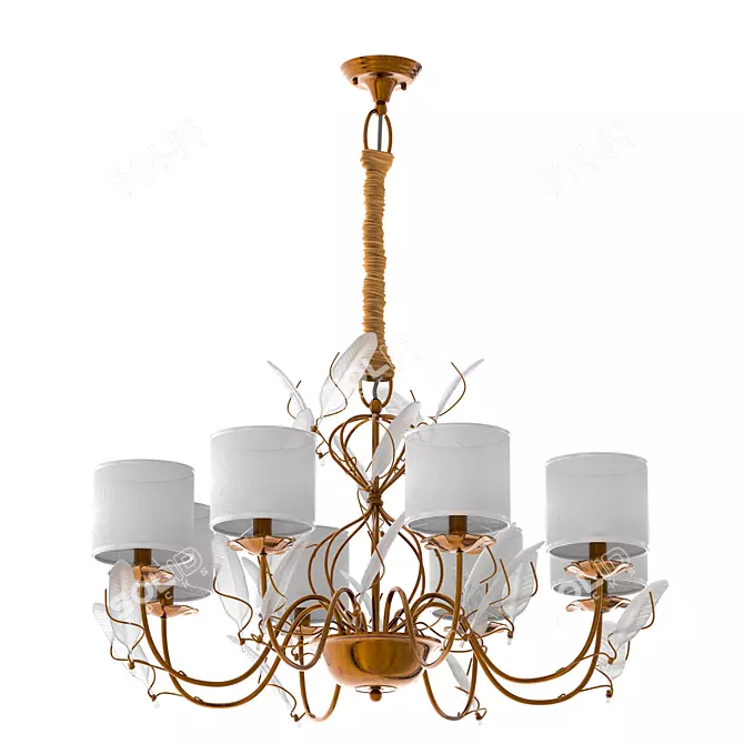 Sophisticated Feathered Glass Chandelier 3D model image 1