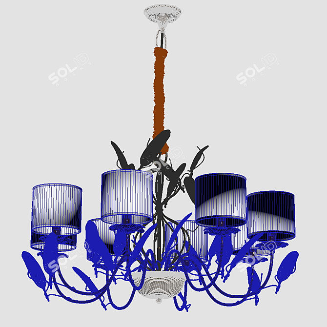 Sophisticated Feathered Glass Chandelier 3D model image 2