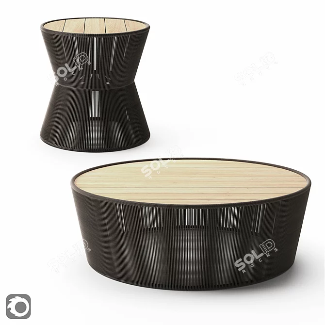 Lakewood Drum: Chic Side-Coffee Table 3D model image 1