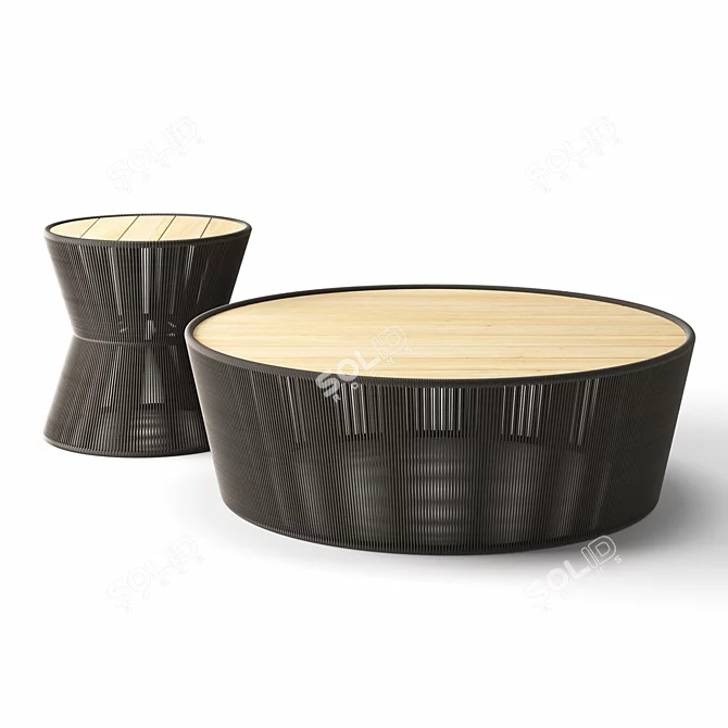 Lakewood Drum: Chic Side-Coffee Table 3D model image 2