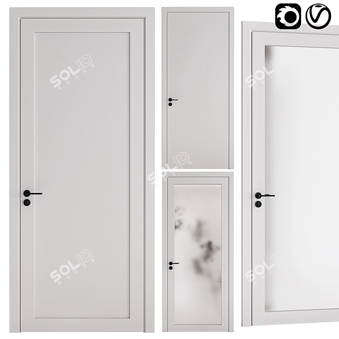 Elegant Soft White Doors 3D model image 1