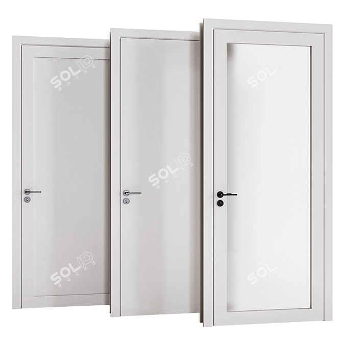 Elegant Soft White Doors 3D model image 2