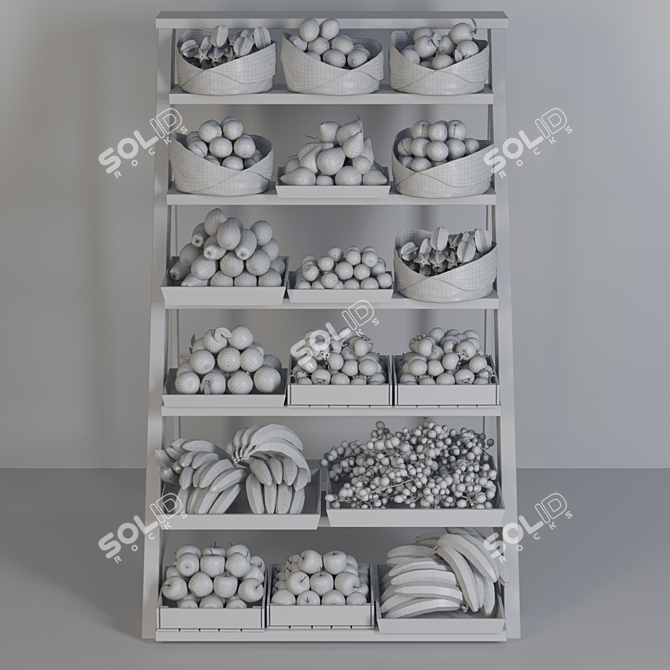 Farm Fresh Fruit Market Shelf 3D model image 2