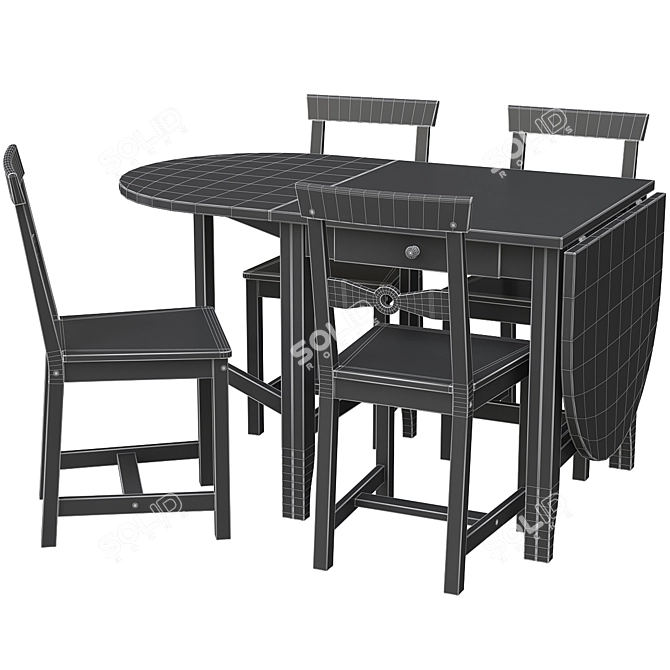 Gamleby Dining Set - Antique & Grey 3D model image 3