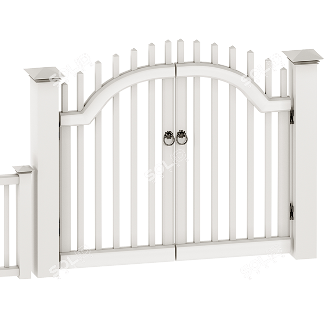 Durable PVC Wicket Fence 3D model image 2