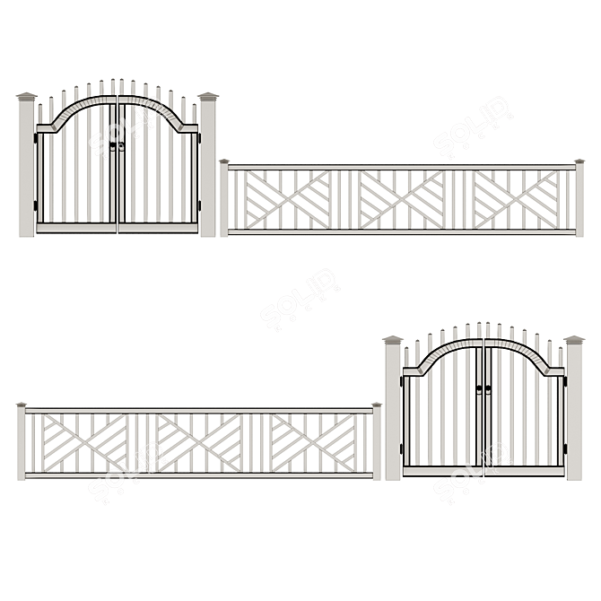 Durable PVC Wicket Fence 3D model image 5
