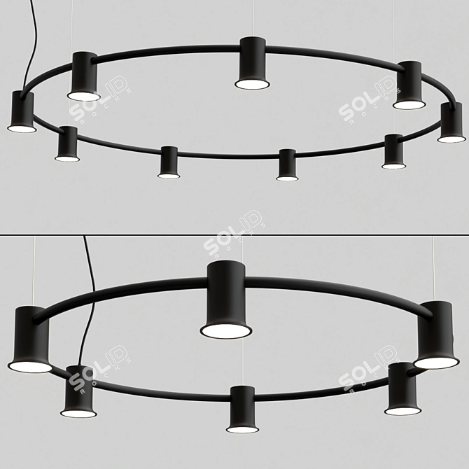 Customizable LED Suspension Lamp 3D model image 1