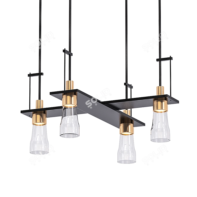 Elegant Erlenmeyer 4-Light Pendant 3D model image 1