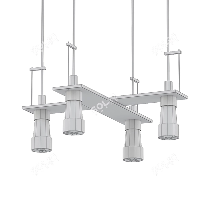 Elegant Erlenmeyer 4-Light Pendant 3D model image 2