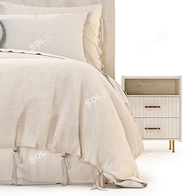 Elegant Wabi Sabi Bed 3D model image 3