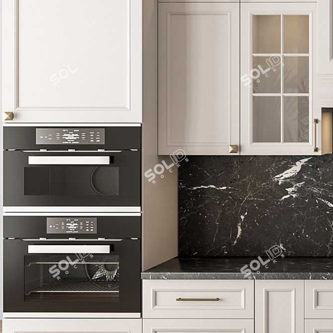 Elegant Gray & White Kitchen Set 3D model image 3