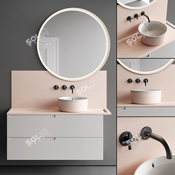 Fiora Synergy Wall-Mounted Vanity 3D model image 1