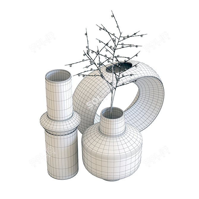 Elegant Crate & Barrel Vases 3D model image 4