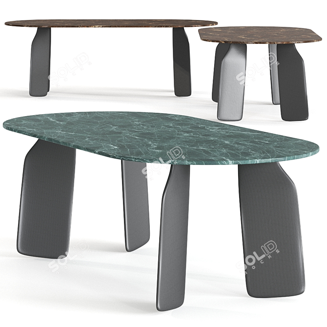 Bavaresk Oval Marble Table - Elegant Dining Design 3D model image 1