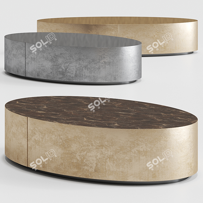 Modern BELT Brass Oval Coffee Table 3D model image 1