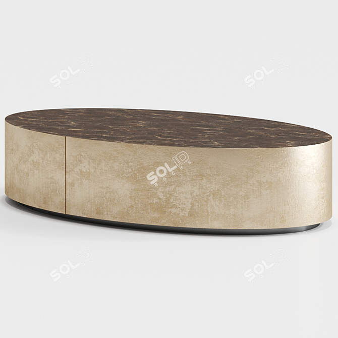 Modern BELT Brass Oval Coffee Table 3D model image 2