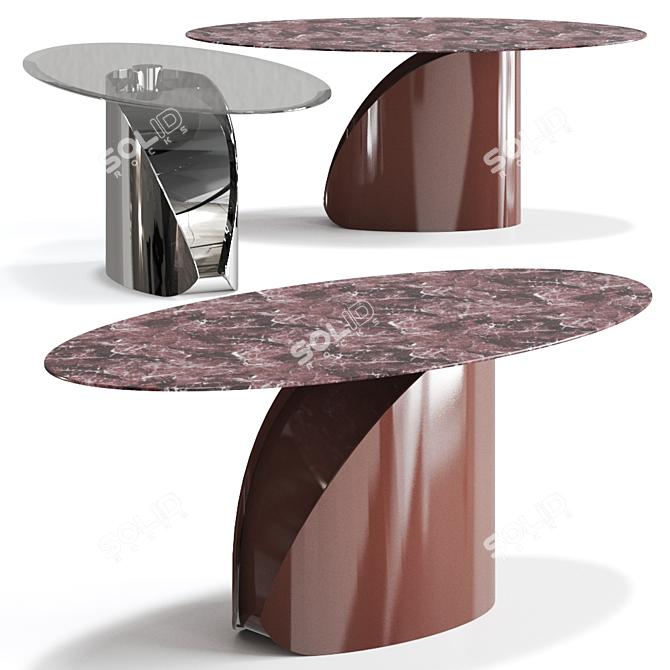 Central Park Marble Table: Elegant Oval Design 3D model image 1