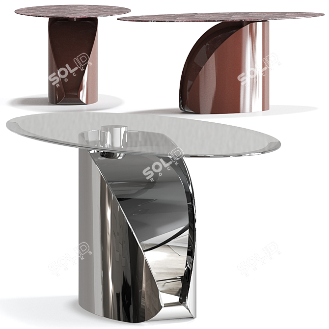 Central Park Marble Table: Elegant Oval Design 3D model image 3