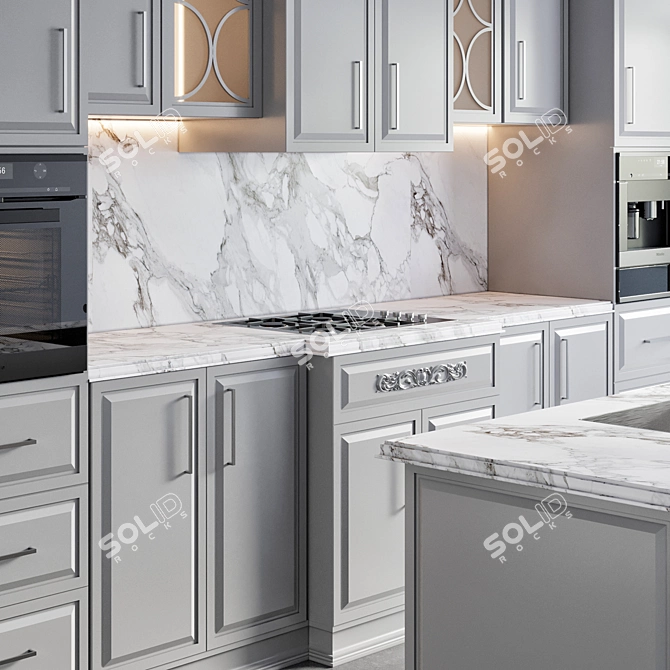 Modern Kitchen Design Set 3D model image 3