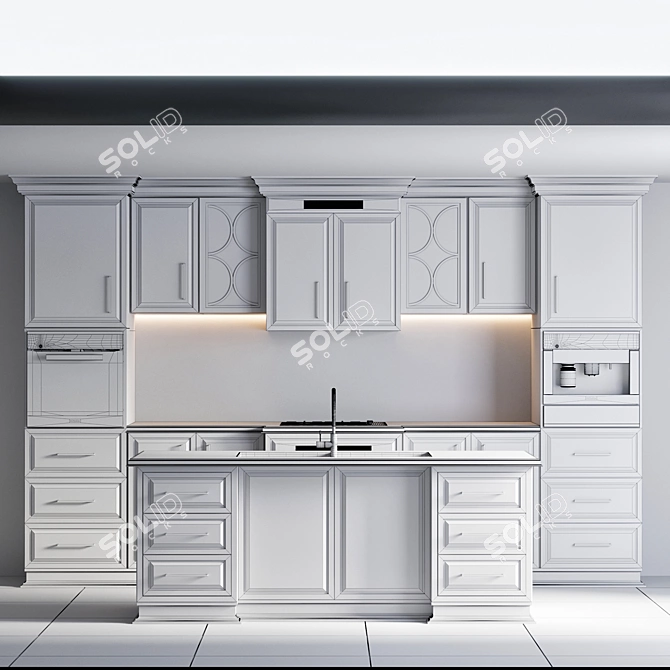 Modern Kitchen Design Set 3D model image 5