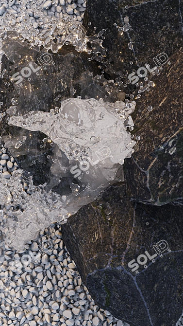 Serene Cascade Rock Waterfall 3D model image 5